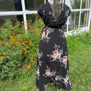 Busty beautiful floral maxi wrap dress